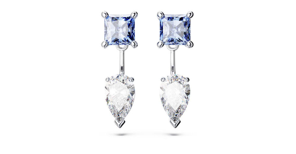 Mesmera earring jackets Mixed cuts, Detachable, Blue, Rhodium plated Royal House