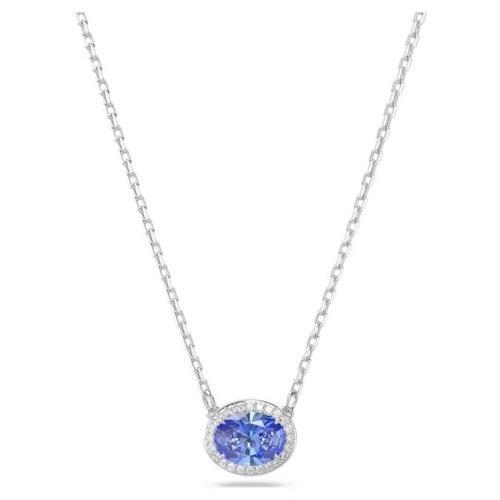 Constella necklace Oval cut, Blue, Rhodium plated
