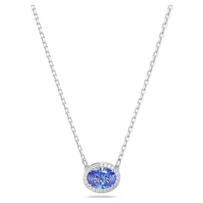 Constella necklace Oval cut, Blue, Rhodium plated