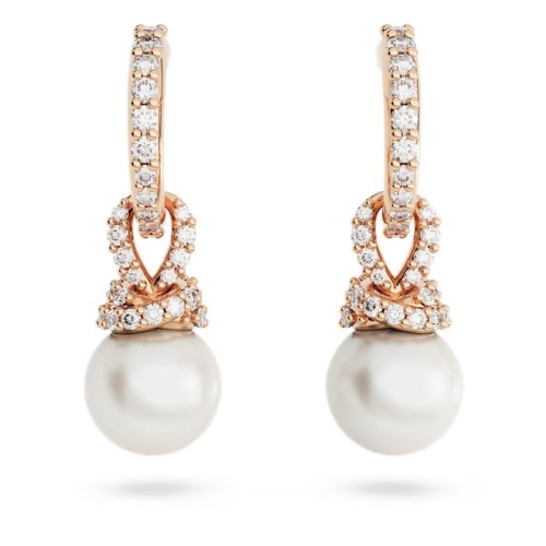 Originally drop earrings White, Rose gold-tone plated