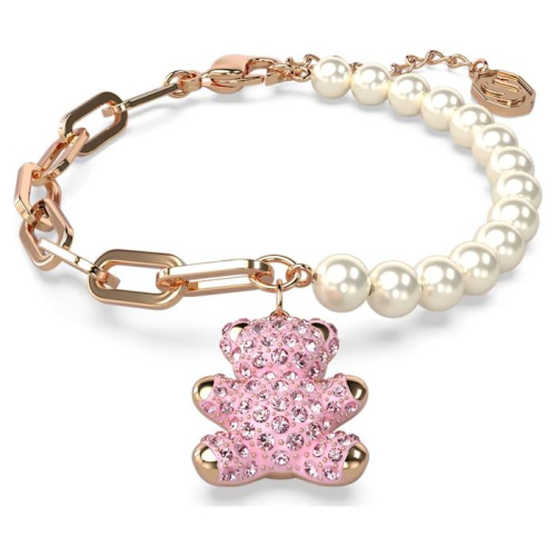Teddy bracelet Bear, Pink, Rose gold-tone plated