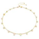 Imber Tennis necklace Magnetic closure, Mixed cuts, White, Gold-tone plated