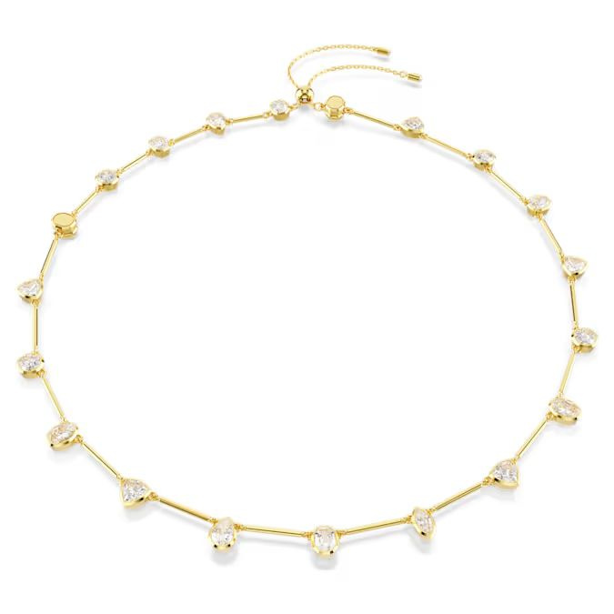 Imber Tennis necklace Magnetic closure, Mixed cuts, White, Gold-tone plated