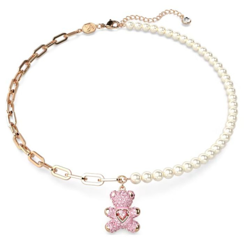 Teddy pendant Bear, Pink, Rose gold-tone plated