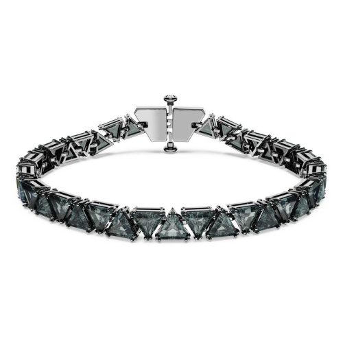 Matrix bracelet Triangle cut, Black, Ruthenium plated