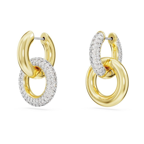 Dextera hoop earrings Interlocking loop, White, Gold-tone plated