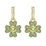 Idyllia drop earrings Clover, Green, Gold-tone plated