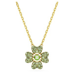 Idyllia pendant Clover, Green, Gold-tone plated
