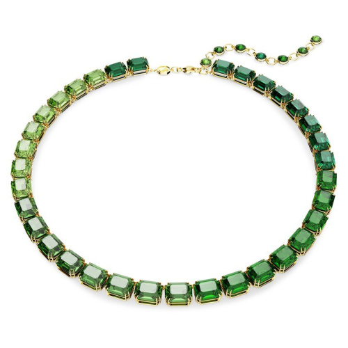 Millenia necklace,Octagon cut, Green, Gold-tone plated