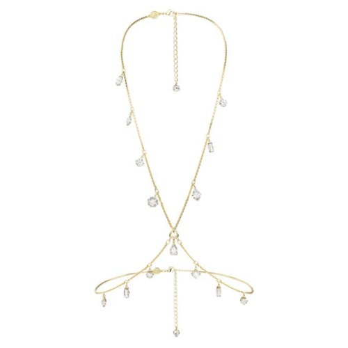 Dextera body chain Mixed cuts, White, Gold-tone plated