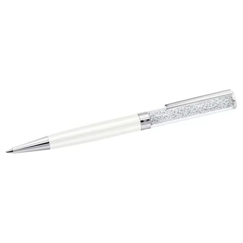 Crystalline ballpoint pen White, White lacquered, Chrome plated