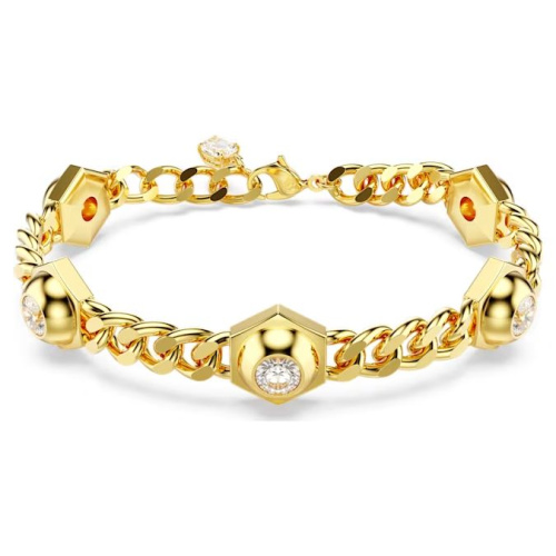 Numina bracelet Round cut, White, Gold-tone plated