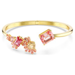 Gema bangle Mixed cuts, Pink, Gold-tone plated