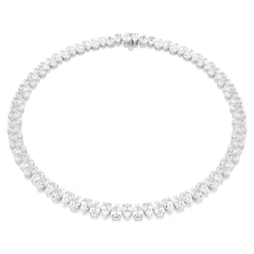 Matrix necklace Pear cut, White, Rhodium plated