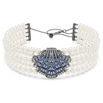 Idyllia choker Shell, Blue, Ruthenium plated