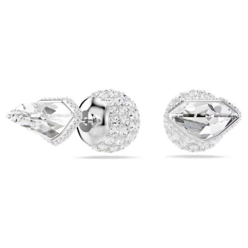 Lucent stud earrings Pavé, Ball, White, Rhodium plated