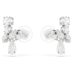 Matrix clip earrings Mixed cuts, White, Rhodium plated