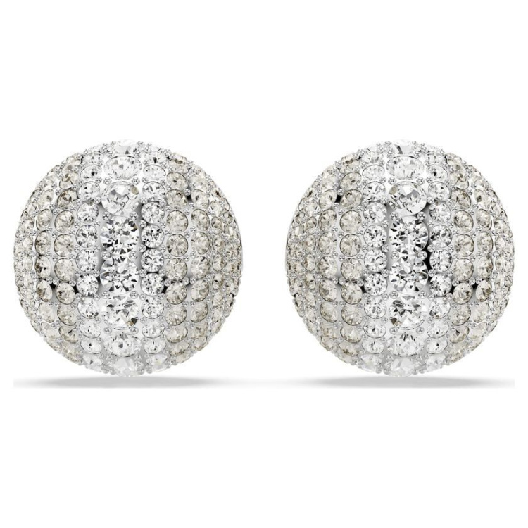 Sublima clip earrings White, Rhodium plated