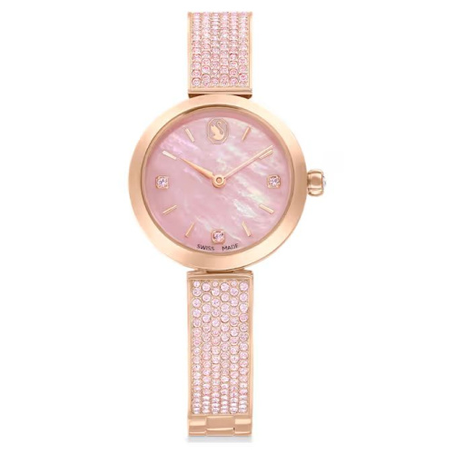 Illumina watch Swiss Made, Crystal bracelet, Pink, Rose gold-tone finish