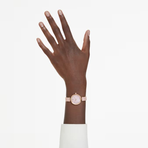 Illumina watch Swiss Made, Crystal bracelet, Pink, Rose gold-tone finish