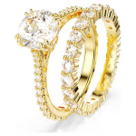 Stilla ring Round cut, White, Gold-tone plated