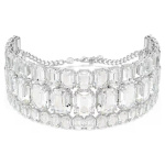 Millenia choker Octagon cut, White, Rhodium plated