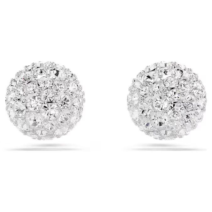 Dextera stud earrings Round cut, White, Rhodium plated