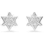 Dextera stud earrings Round cut, Star, White, Rhodium plated