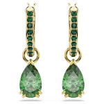 Attract drop earrings Pear cut, Green, Gold-tone plated