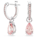 Attract drop earrings Pear cut, Pink, Rhodium plated