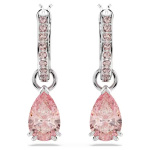 Attract drop earrings Pear cut, Pink, Rhodium plated