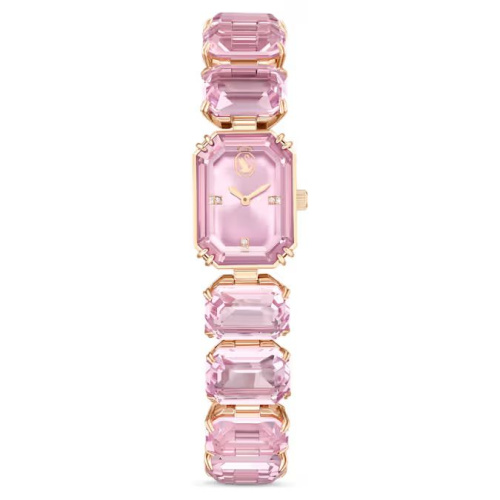 Watch Octagon cut bracelet, Pink, Rose gold-tone finish