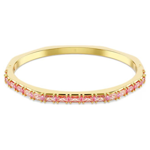 Matrix bangle Baguette cut, Pink, Gold-tone plated