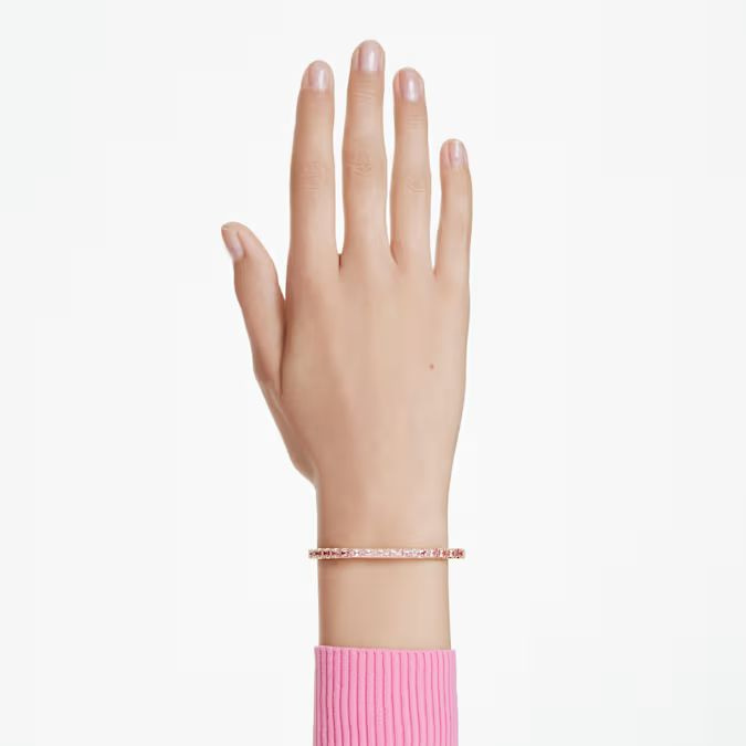 Matrix bangle Baguette cut, Pink, Gold-tone plated