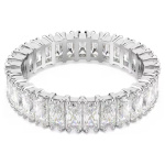 Matrix ring Baguette cut, White, Silver-tone finish