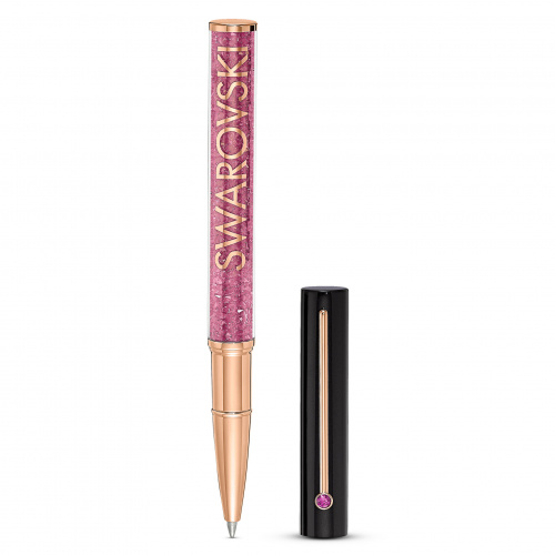 Crystalline Gloss Ballpoint Pen, Black and pink, Rose-gold tone plated