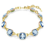 Chroma Tennis necklace Cushion cut, Blue, Gold-tone plated