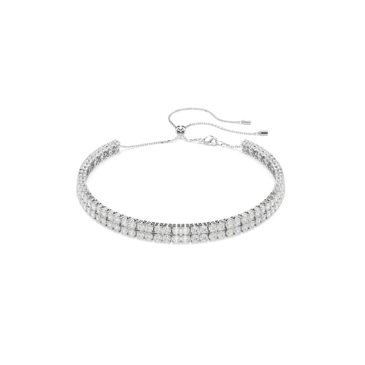 Matrix choker, Round cut, White, Rhodium plated