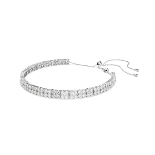 Matrix choker, Round cut, White, Rhodium plated