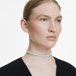 Matrix choker, Round cut, White, Rhodium plated