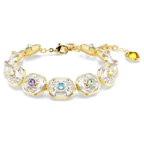 Chroma Tennis bracelet Octagon cut, Multicolored, Gold-tone plated