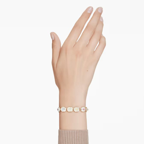 Chroma Tennis bracelet Octagon cut, Multicolored, Gold-tone plated