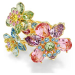 Idyllia ring Mixed cuts, Flower, Multicolored, Gold-tone plated