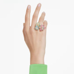 Idyllia ring Mixed cuts, Flower, Multicolored, Gold-tone plated