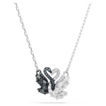 Swan pendant Swan, Black, Rhodium plated