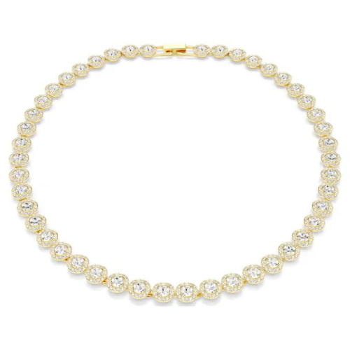 Una Angelic Tennis necklace Round cut, White, Gold-tone plated