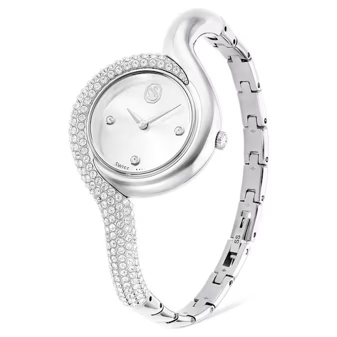 Dextera Asymmetric watch Swiss Made, Metal bracelet, Silver tone, Stainless Steel