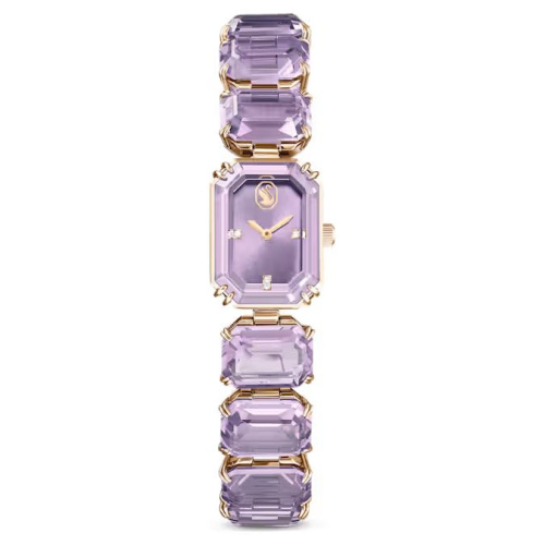 Watch Octagon cut bracelet, Purple, Champagne gold-tone finish