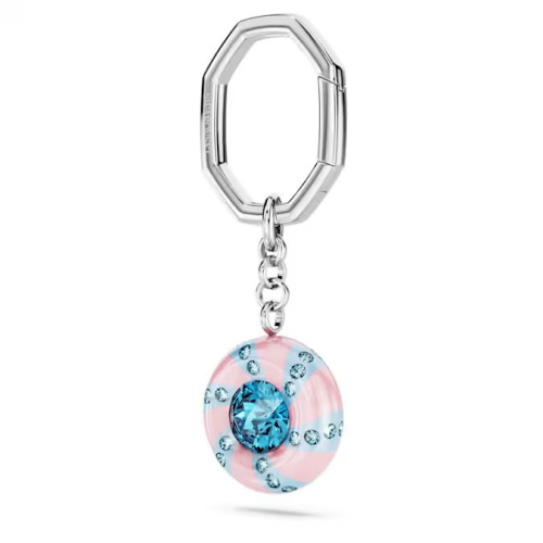 Dulcis key ring Round cut, Multicolored, Rhodium plated