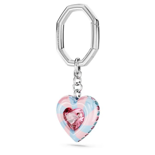 Dulcis key ring Heart cut, Heart, Multicolored, Rhodium plated